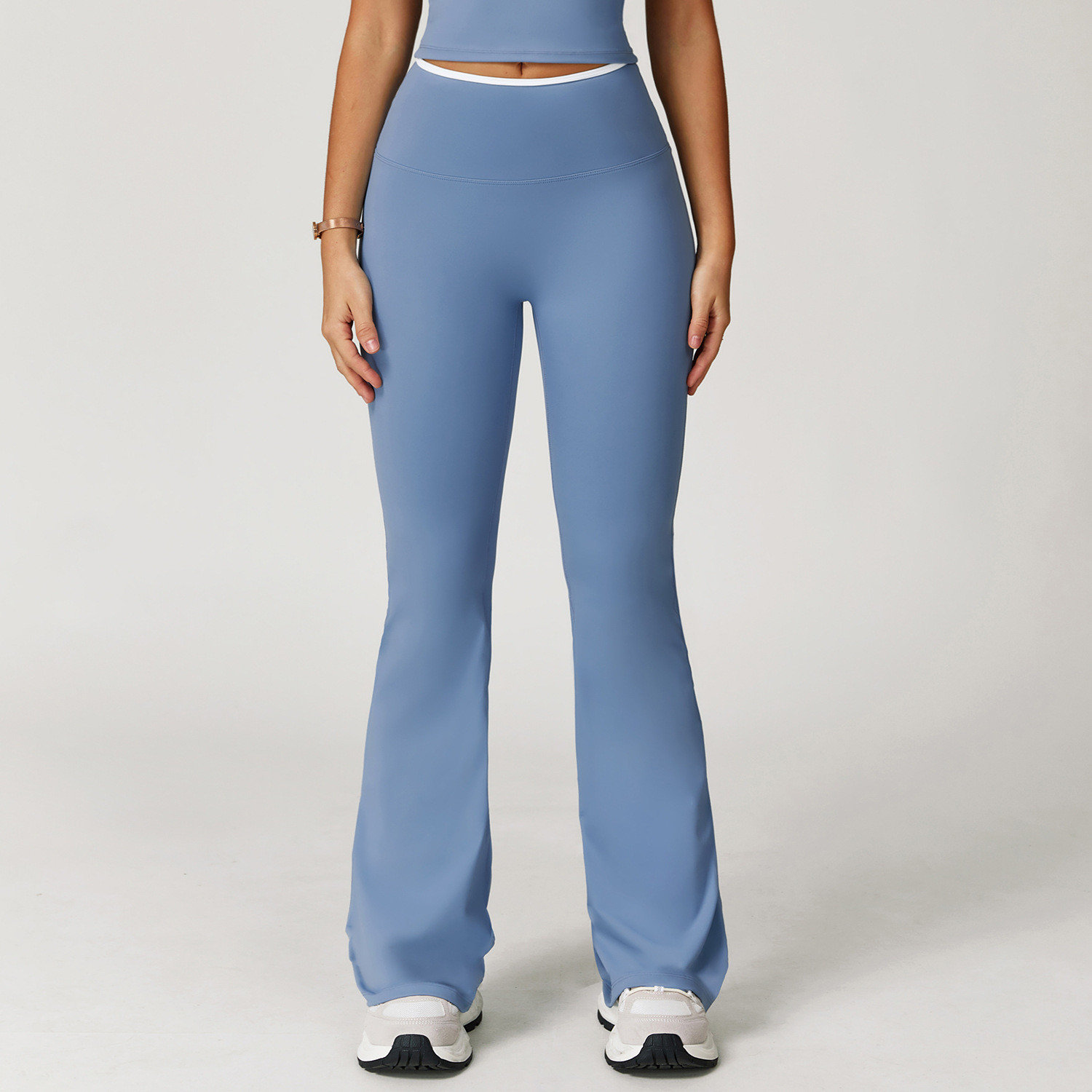 color-blocked wide-leg trousers
