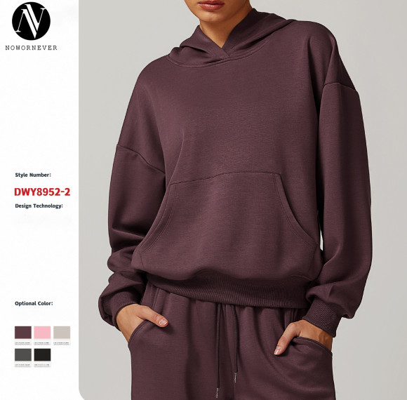 OEM & ODM Autumn/Winter Hooded Sports Sweatshirt for Women - Versatile Long Sleeve Casual Fashion Jacket 8952-2 | Wholesale Sourcing Agents Welcome