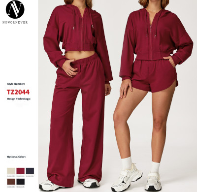 High-End Women's Casual Sports Hoodie Set - Loose Fit & Slimming, Comfortable for Running and Fitness - Available for OEM, ODM, and Wholesale (2044)