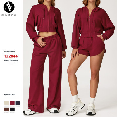 High-End Women's Casual Sports Hoodie Set - Loose Fit & Slimming, Comfortable for Running and Fitness - Available for OEM, ODM, and Wholesale (2044)