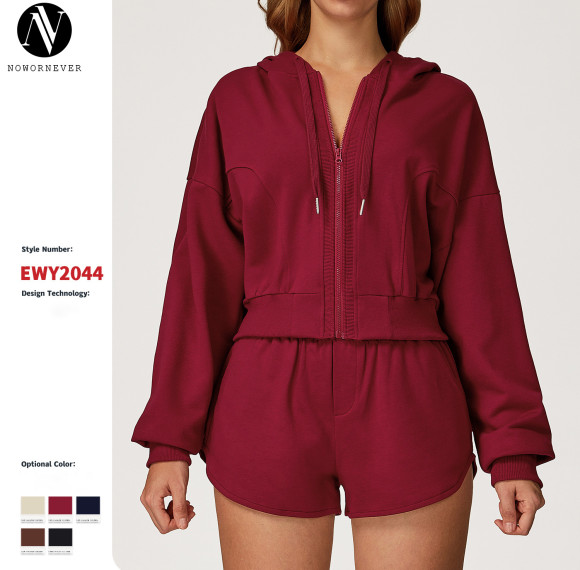 Wholesale Customizable Women's Windproof Hooded Sweatshirt with Zipper - Perfect for Autumn/Winter Outdoor Running | OEM/ODM Solutions