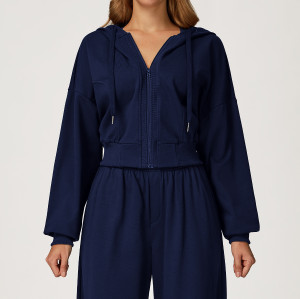 Wholesale Customizable Women's Windproof Hooded Sweatshirt with Zipper - Perfect for Autumn/Winter Outdoor Running | OEM/ODM Solutions