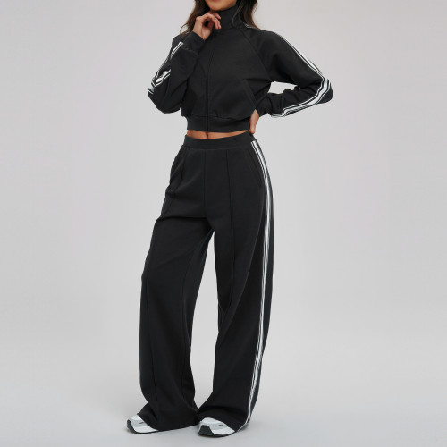 Wholesale Cross-Border Color-Blocked Sweatshirt Set - Loose & Comfortable Sportswear for Outdoor Cycling, Hiking, OEM/ODM Available 2519