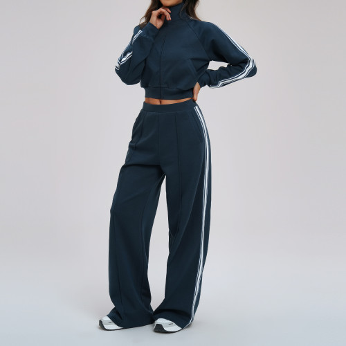 Wholesale Cross-Border Color-Blocked Sweatshirt Set - Loose & Comfortable Sportswear for Outdoor Cycling, Hiking, OEM/ODM Available 2519