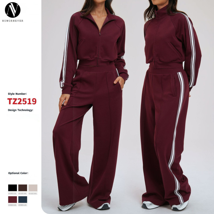 Wholesale Cross-Border Color-Blocked Sweatshirt Set - Loose & Comfortable Sportswear for Outdoor Cycling, Hiking, OEM/ODM Available 2519