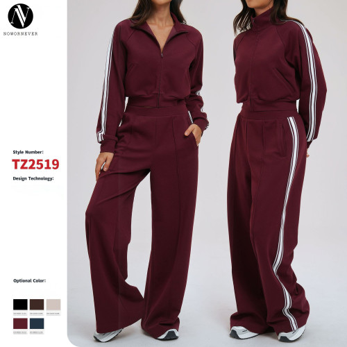 Wholesale Cross-Border Color-Blocked Sweatshirt Set - Loose & Comfortable Sportswear for Outdoor Cycling, Hiking, OEM/ODM Available 2519