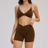 Wholesale Cross-Border Brushed Yoga Set - Thin Straps and Elegant Back for Casual Fitness, Running & Exercise | OEM/ODM Solutions for Brands & Sourcing Agents