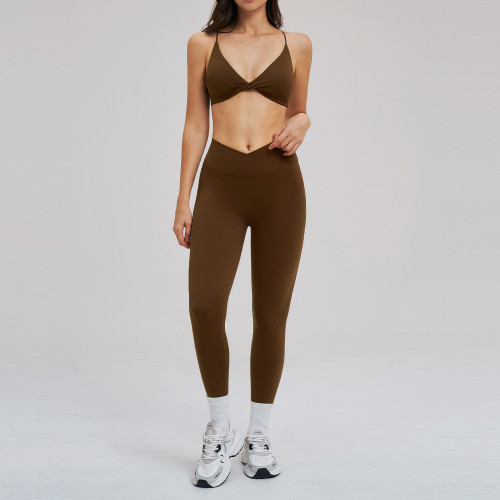 Tight Fit Cross-Border Yoga Set with Beautiful Back & Brushed Thin Straps - Outdoor Running Exercise Wear - Specializing in OEM/ODM & Wholesale Solutions