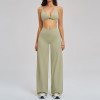 Wholesale Brushed Yoga Set - Cross Waist Wide Leg Fitness Outfit for Outdoor Running | Expert OEM & ODM Manufacturing for Fitness Brands