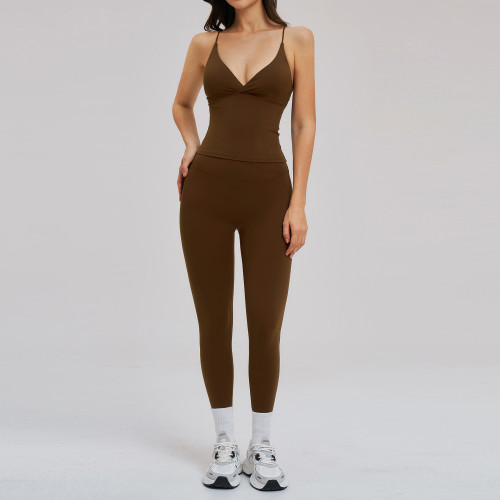 Customizable OEM & ODM Cross-Border Brushed Sportswear Set - Backless Running & Outdoor Cycling Yoga Set for Wholesale and Brand Partnerships