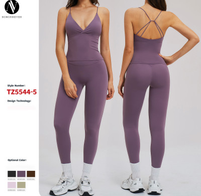 Customizable OEM & ODM Cross-Border Brushed Sportswear Set - Backless Running & Outdoor Cycling Yoga Set for Wholesale and Brand Partnerships