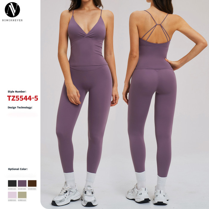 Customizable OEM & ODM Cross-Border Brushed Sportswear Set - Backless Running & Outdoor Cycling Yoga Set for Wholesale and Brand Partnerships