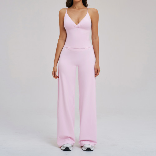 OEM & ODM Cross-Border Brushed Sportswear Set - Wide-Leg, Backless, Casual Outdoor Cycling & Running Yoga Set 5544 | Perfect for Sourcing Agents & Wholesalers