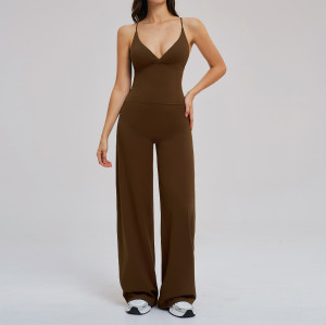 OEM & ODM Cross-Border Brushed Sportswear Set - Wide-Leg, Backless, Casual Outdoor Cycling & Running Yoga Set 5544 | Perfect for Sourcing Agents & Wholesalers