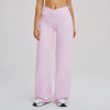 Brushed Casual Wide-Leg Pants with Crossover Waistband - Loose Fit Activewear for Outdoor Running | OEM, ODM, and Wholesale Solutions for Sourcing Agents