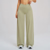 Brushed Casual Wide-Leg Pants with Crossover Waistband - Loose Fit Activewear for Outdoor Running | OEM, ODM, and Wholesale Solutions for Sourcing Agents