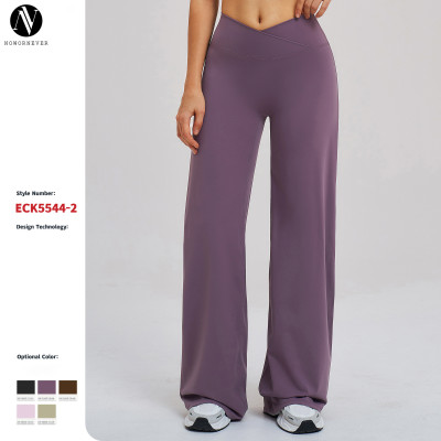 Brushed Casual Wide-Leg Pants with Crossover Waistband - Loose Fit Activewear for Outdoor Running | OEM, ODM, and Wholesale Solutions for Sourcing Agents