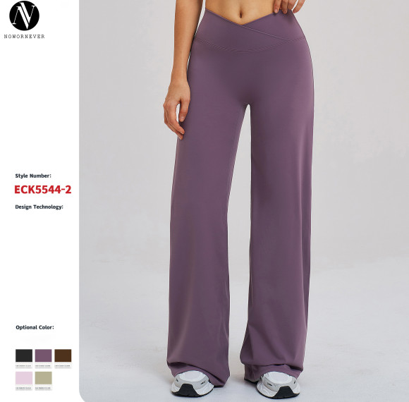 Brushed Casual Wide-Leg Pants with Crossover Waistband - Loose Fit Activewear for Outdoor Running | OEM, ODM, and Wholesale Solutions for Sourcing Agents