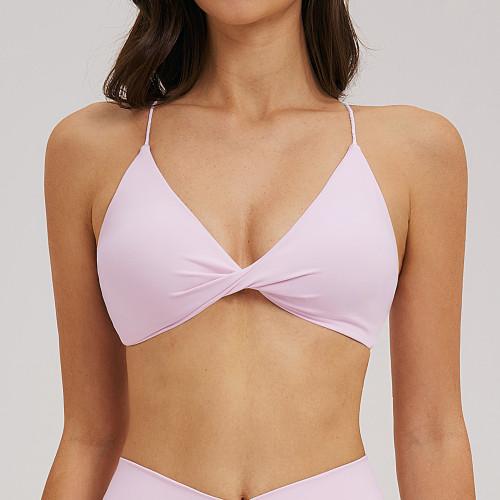 OEM Brushed Sports Bra - V-Neck Thin Straps, Beautiful Back for Casual Yoga | ODM & Wholesale Fitness Underwear 5544