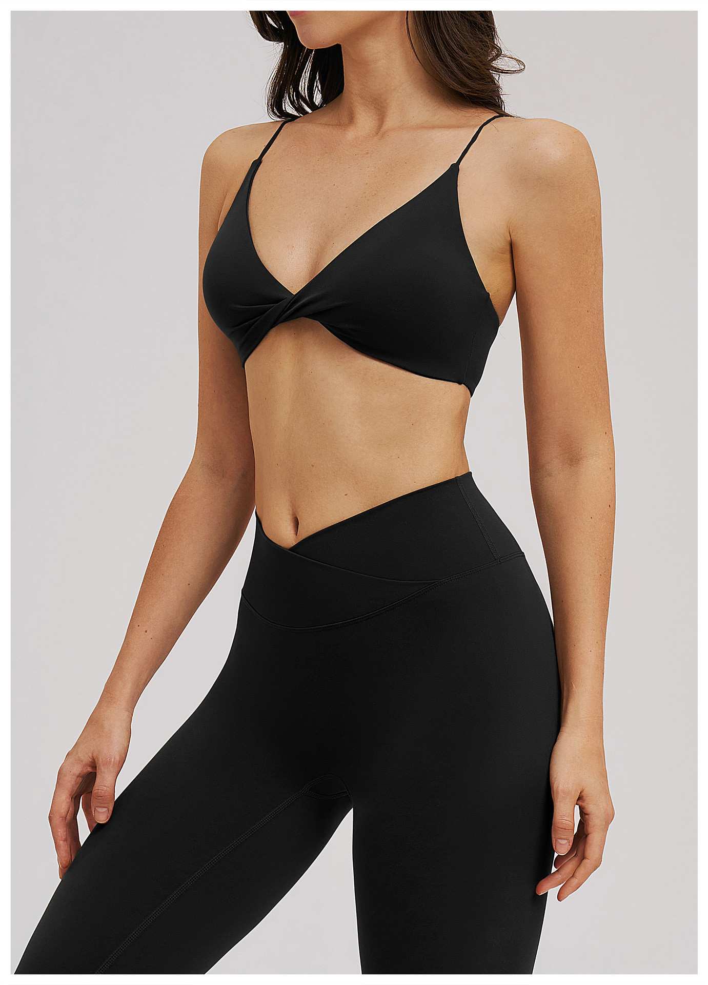 V-neck thin strap sports bra