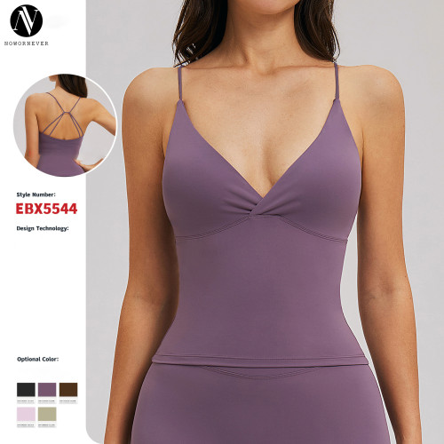 Professional OEM & ODM Women's Sports Running Bra: Brushed Yoga Vest with Hollowed-Out Backless Design - Thin Strap Activewear for Wholesale Sourcing