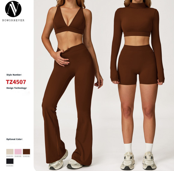 OEM & ODM Brushed Yoga Set - Casual Versatile Fitted Sports Set for Outdoor Running & Fitness | Wholesale Activewear Solutions