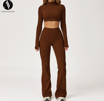 Wholesale Brushed Yoga Set: Casual Versatile Fitted Sports Set for Outdoor Sports & Running | OEM & ODM Services Offered