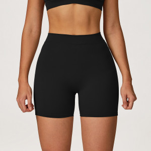 Cross-border European and American brushed yoga shorts, high-waisted, tight-fitting, peach-shaped, hip-lifting shorts, running and fitness sports shorts, 4507