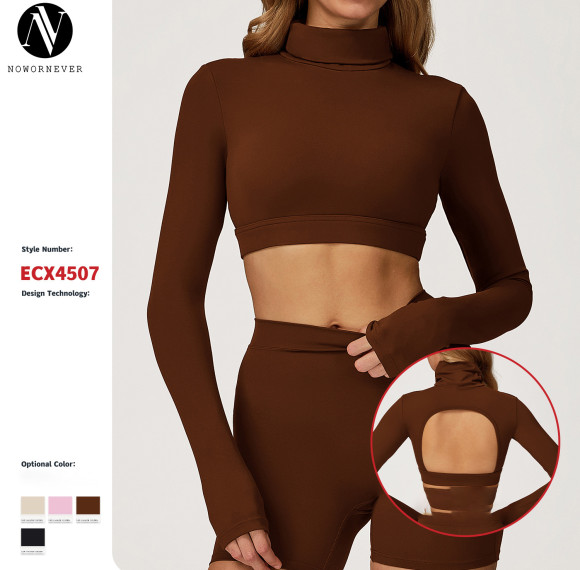 Wholesale Brushed Yoga T-shirt with Hollow-out Back, Fitted for Sports & Outdoor Fitness - OEM, ODM Services for Activewear Brands & Sourcing Solutions