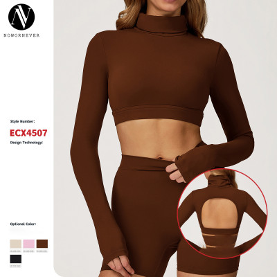 Wholesale Brushed Yoga T-shirt with Hollow-out Back, Fitted for Sports & Outdoor Fitness - OEM, ODM Services for Activewear Brands & Sourcing Solutions