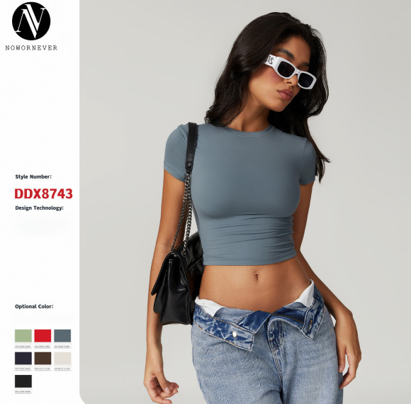 Quick-Drying Casual Fitness T-Shirt - OEM/ODM Tight-Fitting Yoga Wear for Running and Pilates | Wholesale Opportunities Available