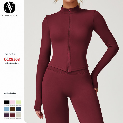 OEM & ODM Women's Quick-Drying Fitness Jacket 8503 - Zip-Up, Bare-Feel, Long-Sleeved Yoga Wear for Running & Sports | Wholesale Activewear Suppliers