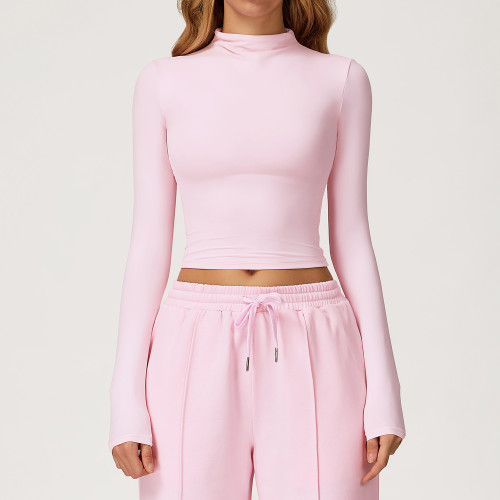 Wholesale High Neck Long-Sleeved Fitness Top 8933 - Quick-Drying European and American Style, Tight Fit Yoga Wear, OEM & ODM Services Provided