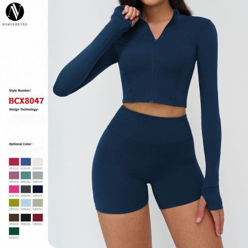 OEM & ODM Women's Slim Fit Zippered Outdoor Running Sports Yoga Jacket | Quick-Drying Long Sleeve Fitness Clothing for Activewear Sourcing Agents - Style 8047