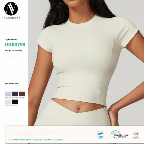 Eco-friendly, recyclable, high-strength, short-sleeved, running, fitness, sports T-shirt, women's, tight-fitting, quick-drying, yoga wear 8799