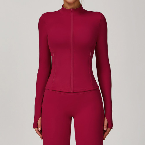 Wholesale Autumn/Winter Zipper Long-Sleeved Quick-Drying Yoga Jacket - OEM & ODM Sports Fitness Wear for Outdoor Casual Top, Perfect for Running!