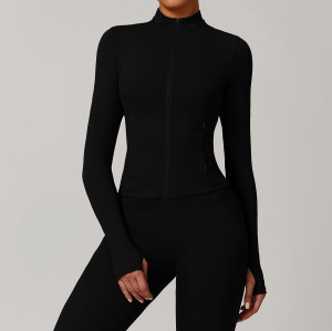 Wholesale Autumn/Winter Zipper Long-Sleeved Quick-Drying Yoga Jacket - OEM & ODM Sports Fitness Wear for Outdoor Casual Top, Perfect for Running!