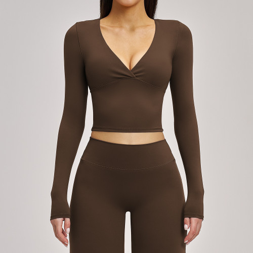 Wholesale OEM Women's Versatile Spring/Summer Yoga Top - Stylish Long-Sleeve Sportswear for Pilates & Fitness, European & American Design, ODM Options Available