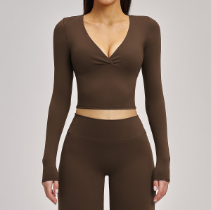 Wholesale OEM Women's Versatile Spring/Summer Yoga Top - Stylish Long-Sleeve Sportswear for Pilates & Fitness, European & American Design, ODM Options Available