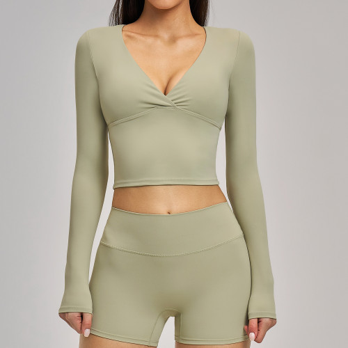 Wholesale OEM Women's Versatile Spring/Summer Yoga Top - Stylish Long-Sleeve Sportswear for Pilates & Fitness, European & American Design, ODM Options Available