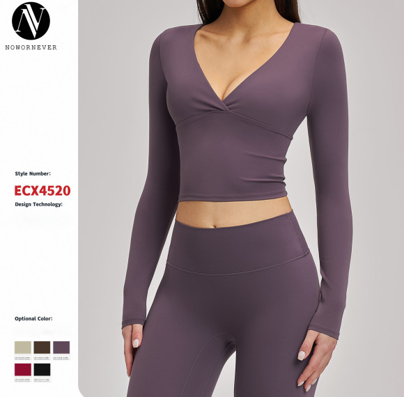 Wholesale OEM Women's Versatile Spring/Summer Yoga Top - Stylish Long-Sleeve Sportswear for Pilates & Fitness, European & American Design, ODM Options Available
