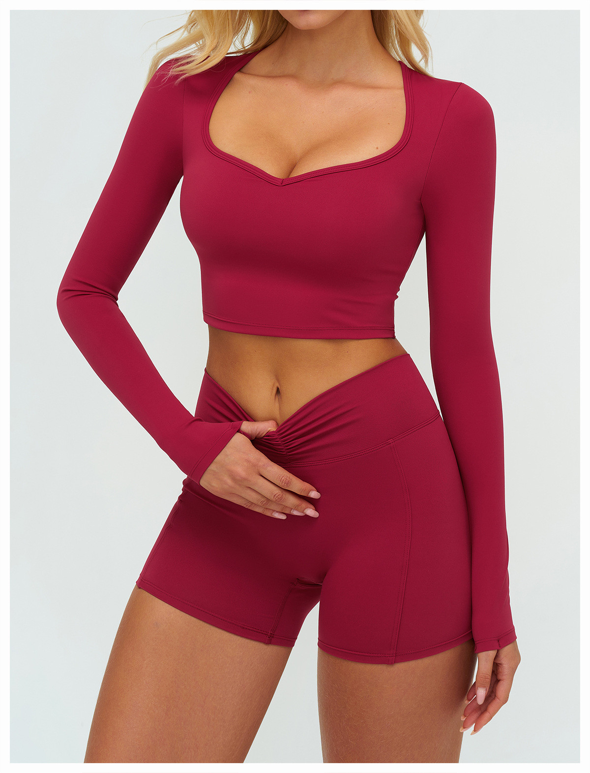 Brushed long-sleeved yoga tops