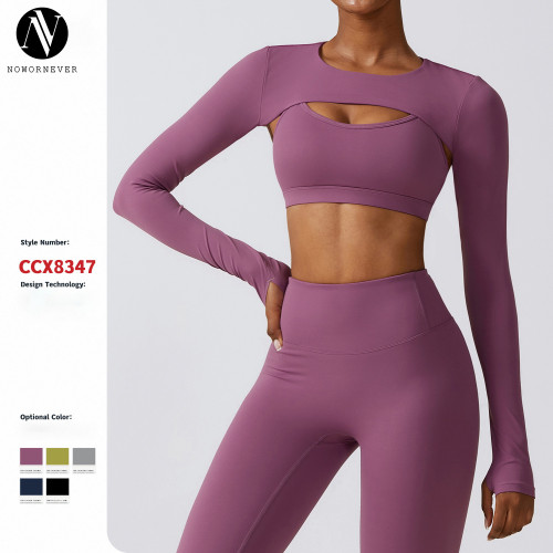 Activewear Long-Sleeved Shawl Yoga Top - Customizable Nude Fitness Cover-Up for Running | OEM, ODM & Wholesale Options | Premium Quality Sportswear & Fashion Clothing