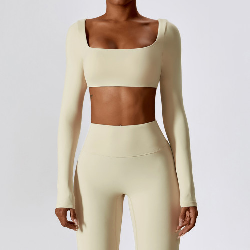 Custom OEM & ODM Sexy Nude-Feel Long-Sleeved Yoga Outfit | Quick-Drying Fitness Top for Outdoor Running | Ideal for Wholesale and Sourcing Agents