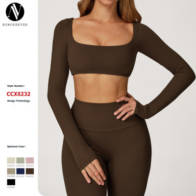 Custom OEM & ODM Sexy Nude-Feel Long-Sleeved Yoga Outfit | Quick-Drying Fitness Top for Outdoor Running | Ideal for Wholesale and Sourcing Agents