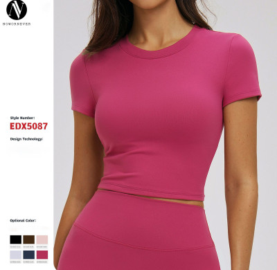 Wholesale OEM & ODM 5087 Women's Spring T-shirt - Fitted Short-sleeved Yoga & Casual Outdoor Running Top | Premium Sportswear Collection for Bulk Buyers