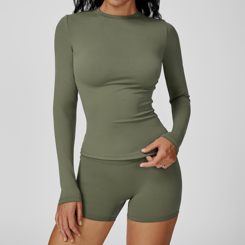 OEM & ODM Brushed Long-Sleeved Yoga Wear for Fitness – Slim Fit Round Neck T-Shirt 3101 for Outdoor Running Sports - Wholesale Activewear Options Available