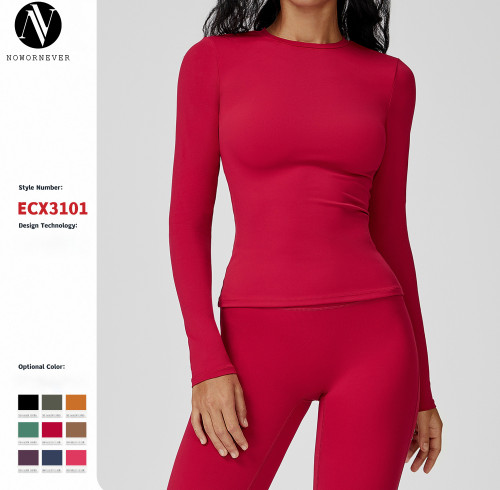 OEM & ODM Brushed Long-Sleeved Yoga Wear for Fitness – Slim Fit Round Neck T-Shirt 3101 for Outdoor Running Sports - Wholesale Activewear Options Available