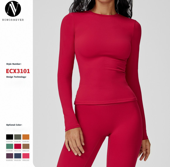 OEM & ODM Brushed Long-Sleeved Yoga Wear for Fitness – Slim Fit Round Neck T-Shirt 3101 for Outdoor Running Sports - Wholesale Activewear Options Available