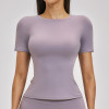 Customizable Women's Slim Fit Round Neck T-Shirt - Cross-Border Brushed Yoga Wear for Fitness, Running & Outdoor Sports | OEM/ODM Activewear Solutions